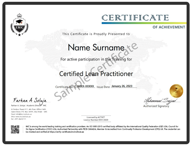 Lean Six Sigma Yellow Belt Certification Sample