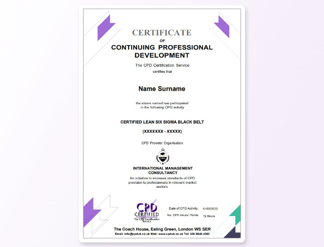 LSSBB CPD Certificate Sample
